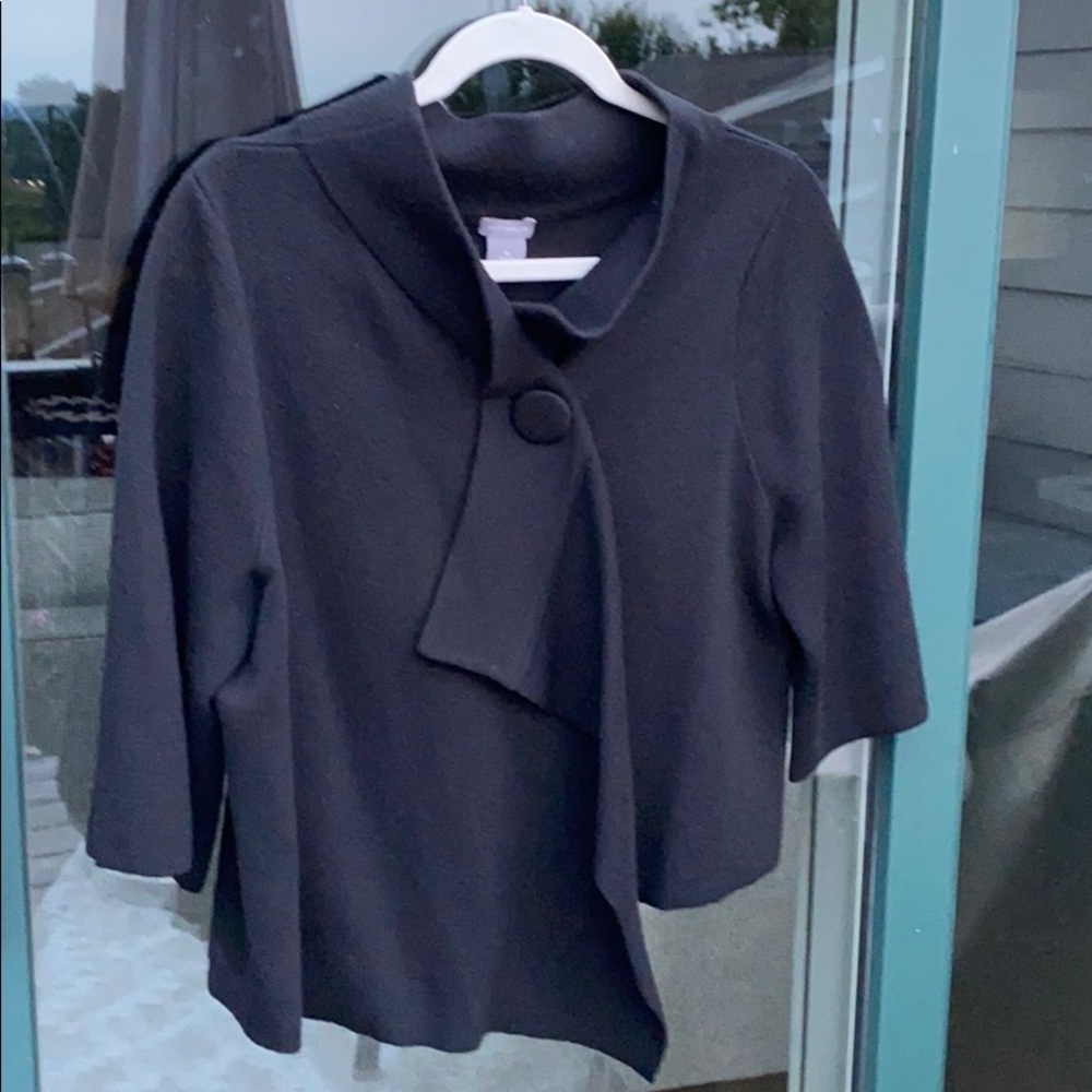 Asymmetrical merino wool sweater jacket